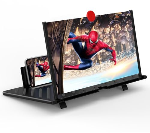 20 Screen Magnifier,3D HD Mobile Phone Magnifier Projector Screen Enlarger for Movies, Videos, and Gaming,Foldable Cell Phone Stand with Screen Amplifier,Supports All Smartphones(Black 20Inch)