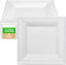 M7 Packaging 10inch Square Plates 50 Pack Disposable Biodegradable Sugarcane Bagasse Plate, Eco-Friendly, Disposable Tableware, Freezer-Safe, Partyware (50, 10inch Square Plates)