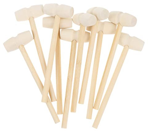 CIYODO Educational Mini Hammers Set 10pcs Wooden Mallets for Boys and Girls Small Hammer for Baby Enhance Hand-Eye Coordinati
