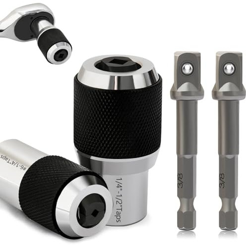 CYLBAQ Tap Socket Set 3/8 Drive Tap Extractor Tool with Adjustable Jaws Fit #6 to 1/2 Taps, Tap Sockets with Hex Shank Bit Driver Socket Adapter/Extension Bar for Taps,Reamers,Screw Extractors