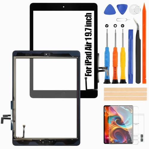 ARSSLY Screen Replacement for iPad Air 1 / 1st Gen 9.7” Touch Screen - Touch for iPad Air 1 A1474 A1475 A1476 Glass Sensor for iPad Air Digitizer Panel Repair Kits (Black with Home Button, Not LCD)