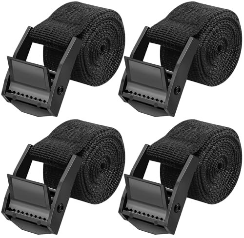 Caianwin Lot de 4 sangles d'arrimage de 100 cm très résistantes Capacité de charge de 250 kg Sangle de toit à cliquet avec boucles réglables pour moto, vélo, sac à dos