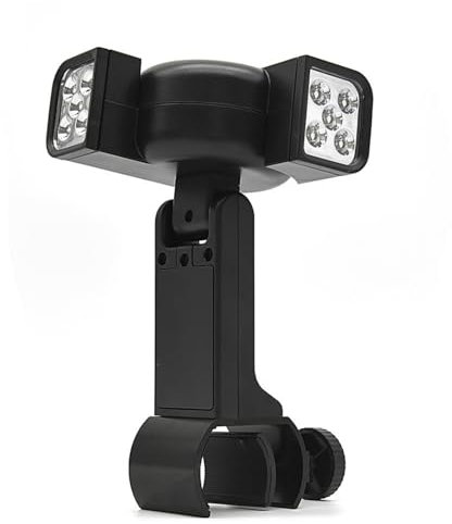 Linterna para barbacoa con dos cabezas ajustable con abrazadera en C, 10 luces LED, cabezales de lámpara ajustables, pilas incluidas, luz para barbacoa resistente al calor [Clase de eficiencia