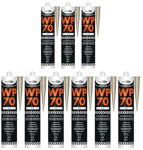 Bond It WP70 Neutral Cure Oxime Silicone Sealant – 9x Buff, 285ml | Professional-Grade Silicone Sealant | High Gloss – Flexible – Weatherproof | Sealant for Home – Building & Professionals Use
