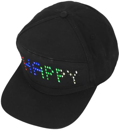 LED-Baseballkappe, Programmierbarer LED-Bildschirmhut, 12 X 48 Farbbildschirmhut für Party-, Anpassbar, Verstellbar, APP-Steuerung, Schwarz für Unterstützung Mehrerer Sprachen