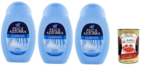 Felce azzurra docciagel classico, Shower gel. Duschbad Energetisierendes Duschgel und Shampoo mit erfrischendem Duft, 3x 250ml + Italian Gourmet polpa 400g