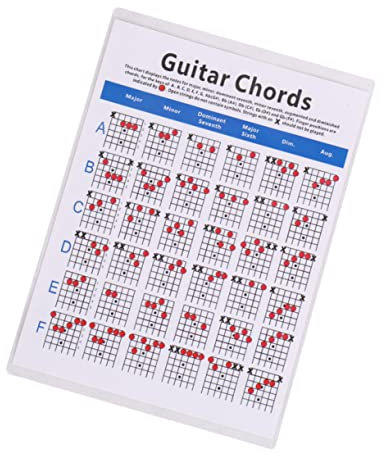 DIKACA 1 Stück Gitarren-trainingsakkord Gitarre Notendiagramm Gitarren-akkordtabelle Akkorddiagramm Mandoline-akkordtabelle Laminiert Spektrum Der Gitarrenakkorde Gitarrendiagramm