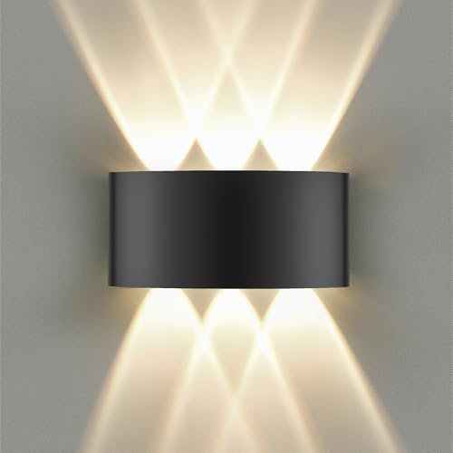 GOOSKI LED Wandleuchte IP65 für Innen und Außen, 6W Wandlampe Up und Down mit 6 Lichtquellen, 3000K Warmweiß Außenwandleuchte, Aluminium LED Lampe für Wohnzimmer Schlafzimmer Treppenhaus Flur Balkon