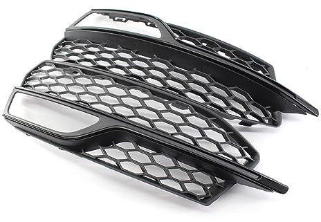 Grille Fog Light Left Right Front Bumper Fog Light Grille Grill Honeycomb Mesh Lamp Cover，for Audi，for S3 A3 S-Lines 2014-2016 8V3807681 8V3807682(1 Pair)
