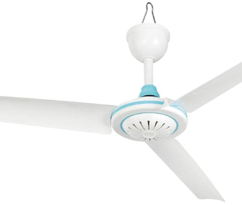 Garvee Leiser 12V Mini Deckenventilator für Camping & Outdoor – Tragbarer Hängelüfter 6W DC, ideal für Zelt, Wohnmobil, Pavillon – Geeignet für Gazebo & Wohnräume – Weiß-Blau