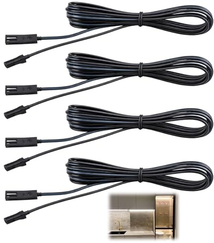 Led Stecker 2 Polig, 4 Stück 2M Led Verlängerungskabel für Led-Beleuchtungssysteme und Leuchten, Verlängerungskabel Schwarz für Drahtlos Gesteuerte Unterbaubeleuchtung