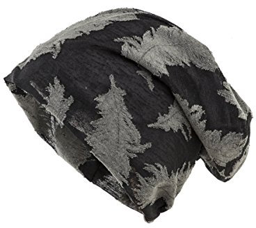 shenky Beanie Mützen mit gestickter Feder (Schwarz)
