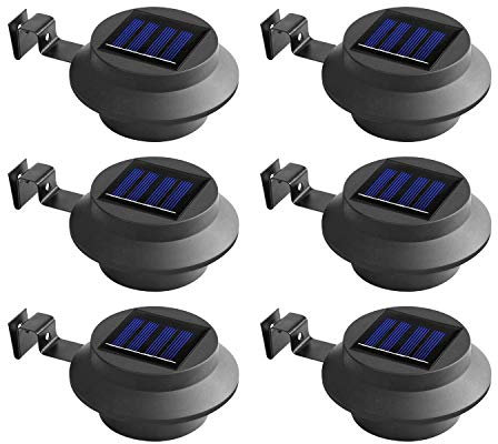 Solalite Solar Gutter Light Outdoor Solar Security Lights Superbright with Panel Black Shell Fence Wall Lamp Garden Wall Lobby Pathway Lamp (Black, 6 Pack)