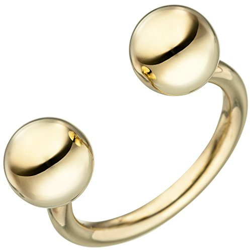 Jobo Damen-Ring offen mit Kugeln aus 925 Sterling Silber vergoldet Größe 52
