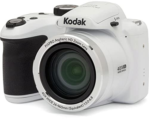KODAK Pixpro AZ401 - Fotocamera Digitale Bridge 16 MP, Registrazione Video, Grandangolo 24 mm, Schermo LCD 7,6 cm, Panorama 180° - Bianco
