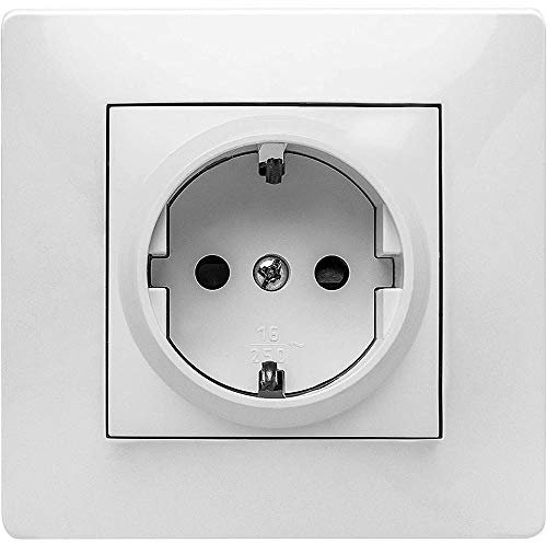 FAMATEL – Base | Enchufe de empotrar | Serie Habitat 15 | Fácil instalación | Alta estanqueidad del producto | Protección Infantil | TT | 16A | 250V | Blanco