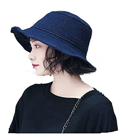SLTO Damenhut Wolle Glockenhut Schwarz Winter Damenhut Filzhut Fedora Trilby Hut Grau Warme Topfhut Übergangsmütze für Herbst, Blue