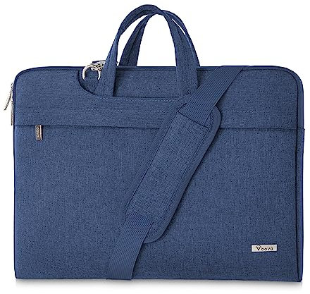 Voova Laptoptasche Tasche 15 15,6 16 Zoll Notebook Schultertasche Umhängetasche Tragetasche Notebooktasche leicht mit Versteckbarer Griff für Laptop 15.6 Blau
