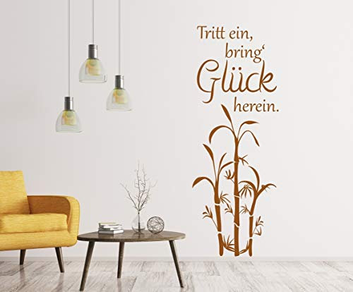 tjapalo® a203 Wandtattoo Bambus Wandtattoo Glück Wandtattoo flur und Diele tritt ein bring Glück herein, Größe: H150xB58cm, Farbe: kupfer