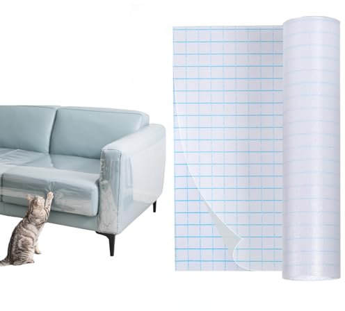 Film de Protection Canapé Chat Anti Griffe, Protège Canapé PVC Autocollant 30cm x 5m, Tapis Griffoir Transparent Anti Chat, Protection Anti Chat pour Canapé et Mobilier