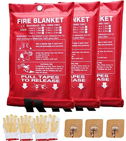 Feuerlöschdecke Feuerlöschdecke Hochleistungs-Glasfasergewebe, Notfall-Brandschutzdecke Wiederverwendbar für die Küche in der Küche (Size : 3mx3m/118inx118in)