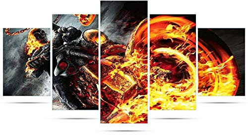 TAOPE 5 Stück Diamant Malerei Vollbohrer Kit, DIY 5D Diamond Painting Bilder Set Diamant Malen nach Zahlen Kreuzstich Stickerei Strass Mosaik Gemälde (Skelett und Motorrad)