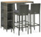 vidaXL Gartenbar Set 5-TLG. mit Kissen Theke Bar Tresen Gartentheke Stehtisch Bartisch Barstuhl Barhocker Gartenmöbel Poly Rattan Grau