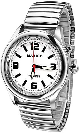 MAUJOY Hombres Reloj Parlante en Español con Voz Clara indicación de la Hora y la Fecha Actuales,Adecuado para Ciegos o Personas Mayores.