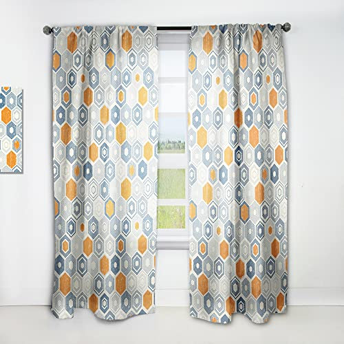 DesignQ Moderner Vorhang Retro Hexagon Pattern IX Mitte Jahrhundert
