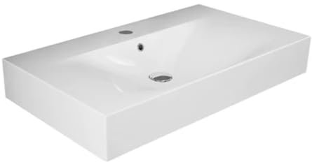 Lavabo suspendu avec trou pour robinet mono-trou L. 100 cm