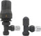 NRG Angled Thermostatic Radiator Valve and Manual Angled Valves 15mm Anthracite