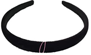 Serre-tête en velours noir de 1,5 cm de large pour femme