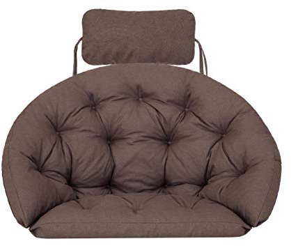 Hängesessel Kissen, Polster, Auflage für Polyrattan & Rattan Hängeschaukel, Sitzauflage für Hängekorb mit Rückenkissen - Braun