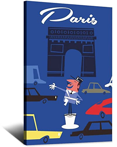 Poster / Kunstdruck auf Leinwand, Motiv: Paris Frankreich, Triumphbogen, Vintage-Stil, 20 x 30 cm