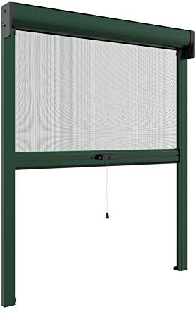 Zanzanet Zanzariera verticale con molla a rullo chiusura Ermetica per finestre su misura personalizzabile e con cerniera zip laterale isolante e profilo in alluminio 160x190 cm