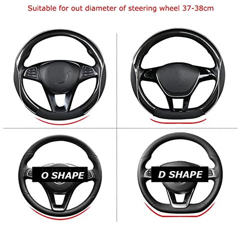 Lenkradbezug Für Nissan Für Qashqai J11 Für X-Trail T32 Kohlefaser + Leder Auto Lenkradabdeckung Lenkradhüllen (Farbe : Black D Type)