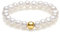 ZHOU LIU FU Natural Pearl Ring 18CT 750 Yellow Gold Rings Adjustable Stretch Beaded Ring Real Freshwater Pearl Jewellery for Her Women Lady Mum Anniversary Birthday Heart Lucky Ingot (A Gold Bead)