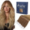Fshine Tape Extensions Echthaar 40cm Haarverlängerung Echthaar Tape in Extensions 50g 20 Stück den Urlaub Hellbraun Verblassend zu Dunkelblond Farbe BA10 14