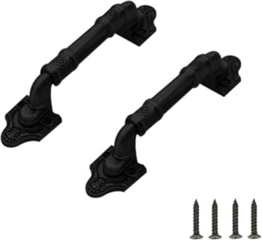 SYDARSYN 2 Stücke Antike Holztür Türgriffe Schiebetürgriff für Scheunentür Griff Zuggriff für Holz Gartentor Schuppen Schranktür Großer Holztürgriff Türknauf Vintage Türgriff 128mm