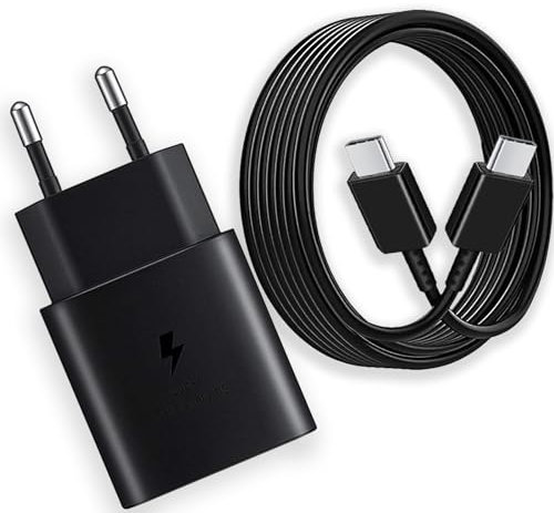 25W Caricabatterie Cavo di Ricarica Rapida USB C Compatibile con Samsung Galaxy S25 S24 S23 S22 S21 S20 Plus/Ultra S21FE S10 S9 S8 Note20 A54 A53 A34 A33 A15 A13 5G Caricatore Ricarica Super Veloce