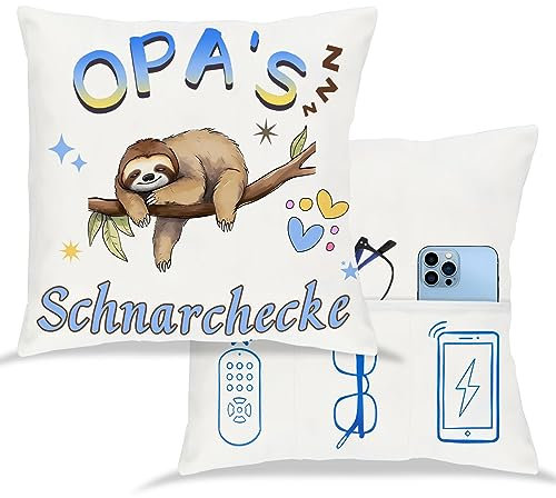 Tarklanda Opa Geschenke, Opa Schnarchecke Kissenbezug Opa Zierkissenbezug 45x45 cm Kissenbezug Weiß Kissenbezug mit Taschen, Kissenhülle Geschenk für Opa zum Geburtstag, Vatertag