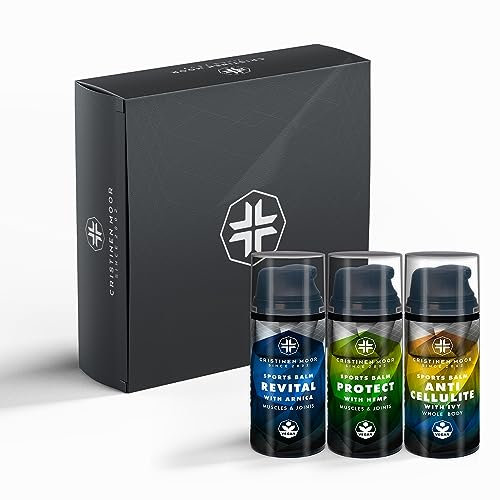 CristinenMoor Sports Balm Set - Geschenkset für Sportler/innen | Haut- und Muskelpflege Fitness Set | Geschenke für Frauen und Männer | Sports Balm Anti Cellulite, Protect & Revital