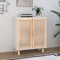 Camerina Sideboard Weiß 60x30x70 cm Buffetschrank Schrank Wohnzimmer Cabinet Furniture Beistellschrank Sideboard Massivholz Kiefer und Natur-Rattan
