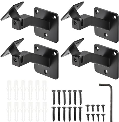 uxcell Staffe per corrimano girevoli nere regolabili quadrate per corrimano per scale (6 pezzi)
