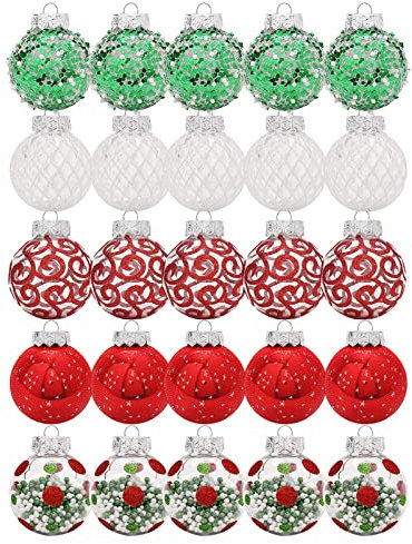 Weihnachtskugeln Ornamente | Bruchsichere Ball-Weihnachtsdekorationen | 25 Stück Weihnachtsbaumkugeln mit Haken, Baumkugeln Dekor für Hochzeit, Fenster, Baum