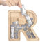 TsunNee Holz Brief Spardose Sparschwein Kreative Brief Münzbank Spardose mit Klare Alphabet Aufkleber, Spardose für Kinder Weihnachten Geburtstagsgeschenk Home DIY Dekoration (Helles Holz R, S)