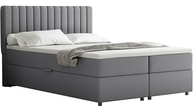 PANDA MÖBEL Homesy Everest Boxspringbett 180 x 200 cm Doppelbett mit hochwertiger Bonell-Matratze incl Topper, Polsterbett mit Bettkasten, Schlafzimmer, Bequem, Modern, Stilvoll