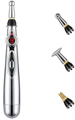 Elektronischer Akupunkturstift, Elektrisches Körpermassagegerät Meridian Energy (3 Köpfe 9 Vibrationsmodi) Meridian Energy Pen, Schmerztherapie Stift, Erleichterung Schmerz Werkzeuge