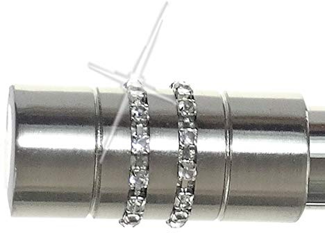 BASIT Endkappe für Gardinenstangen Ø 20mm Rohr I Endstück in Edelstahl Optik I 1 Stück Kappe I Zylinder mit Kristall E80