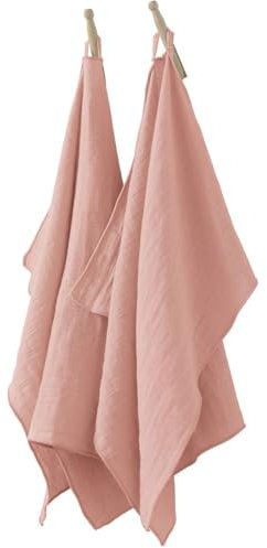 Lot de 2 essuie-Mains 50x70 cm Gaze de Coton Rose